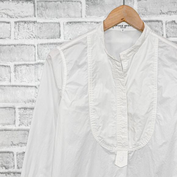 APIECE APART Women's Samara Shirt Dress in White high-Low Hemline Size 2 - Picture 7 of 10